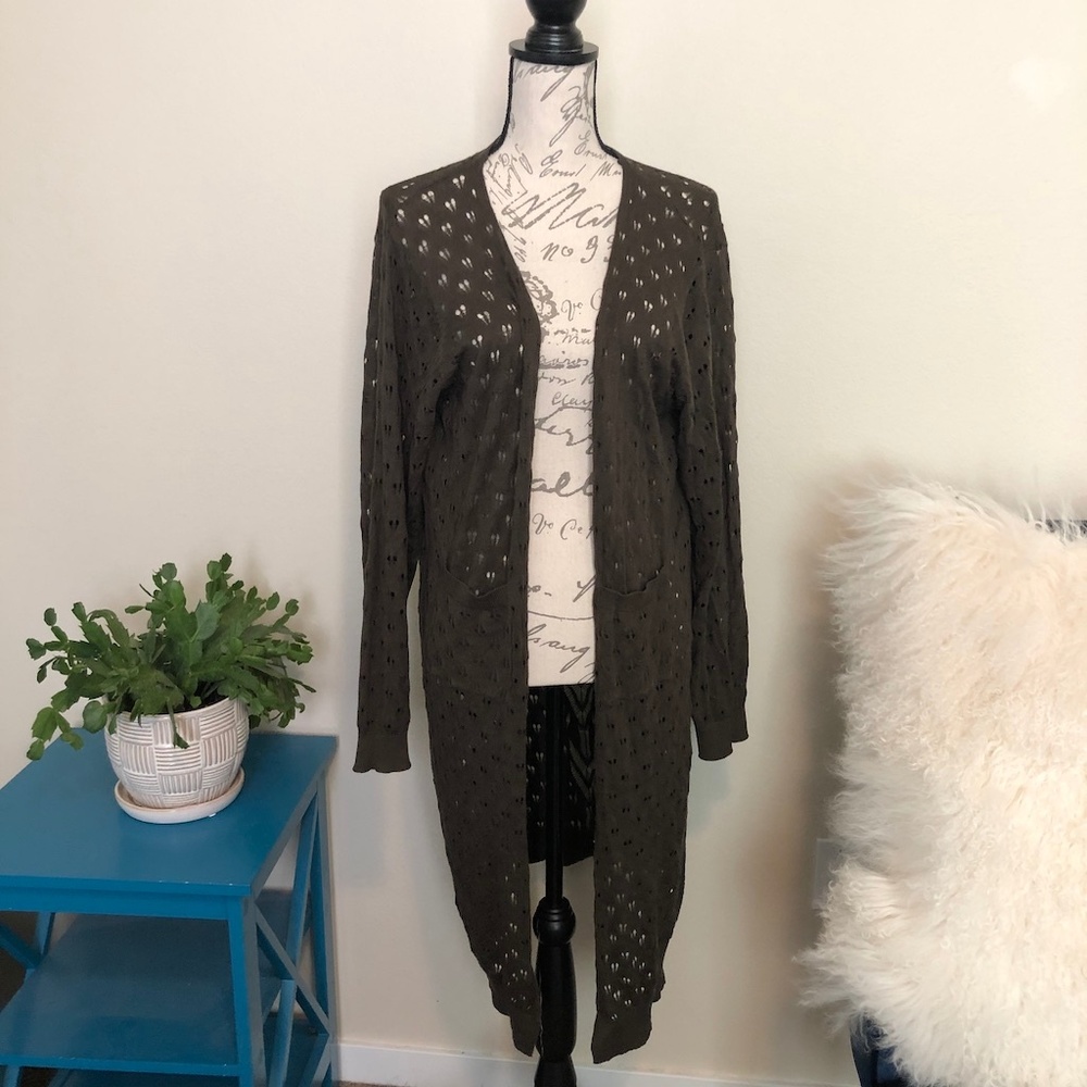 City Chic Olive color Duster, Size Plus XS